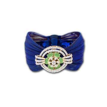 925 Silver Traditional Floral Bracelet in Royal Blue