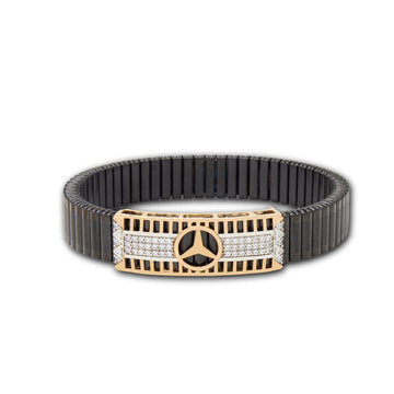 Marigold Traditional Shape Bracelet – 925 Silver Black & Gold Emblem with Zircon
