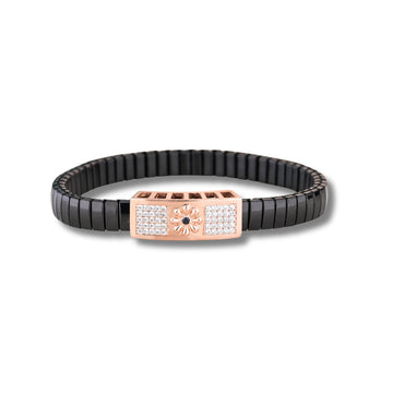 925 Silver Daisy Traditional Bracelet – Black Strap Design