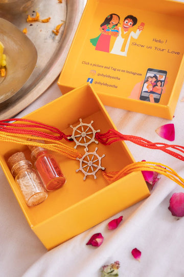 92.5 Silver Chakra Rakhi Set with Roli Chawal & Festive Box – Aneytri