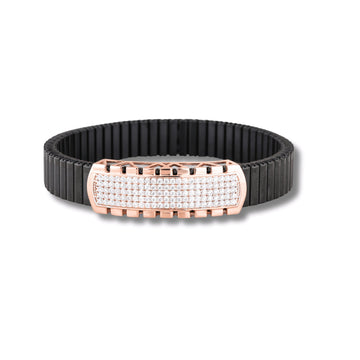 925 Silver Lotus Traditional Shape Bracelet – Rose Gold & Black