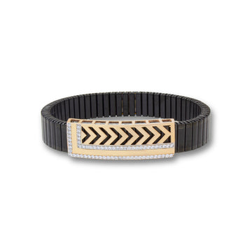 925 Silver Marigold Traditional Shape Bracelet – Gold & Black