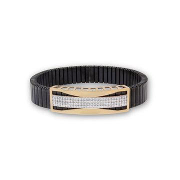 925 Silver Jasmine Traditional Shape Bracelet – Gold & Black
