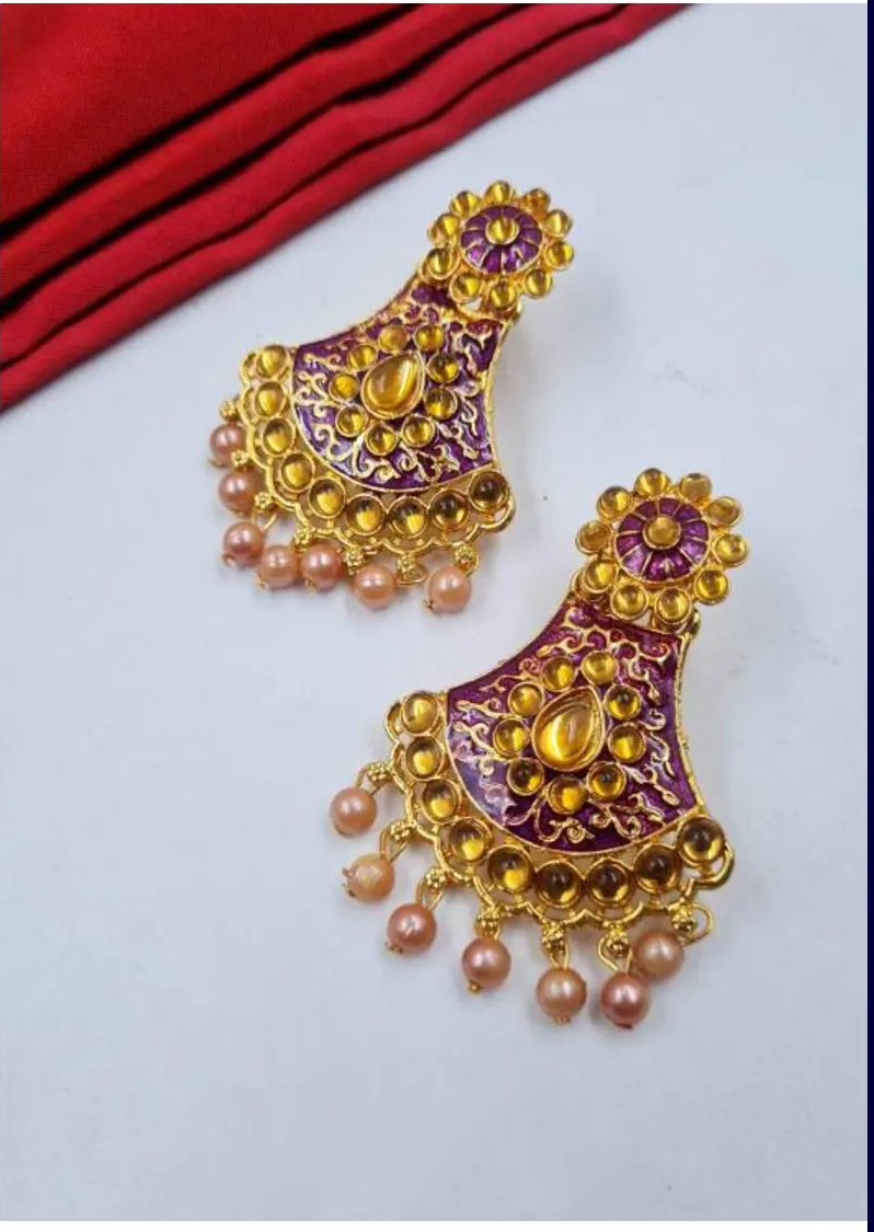 Royal Blue & Gold Temple-Inspired Earrings – A Majestic Touch of South Indian Heritage