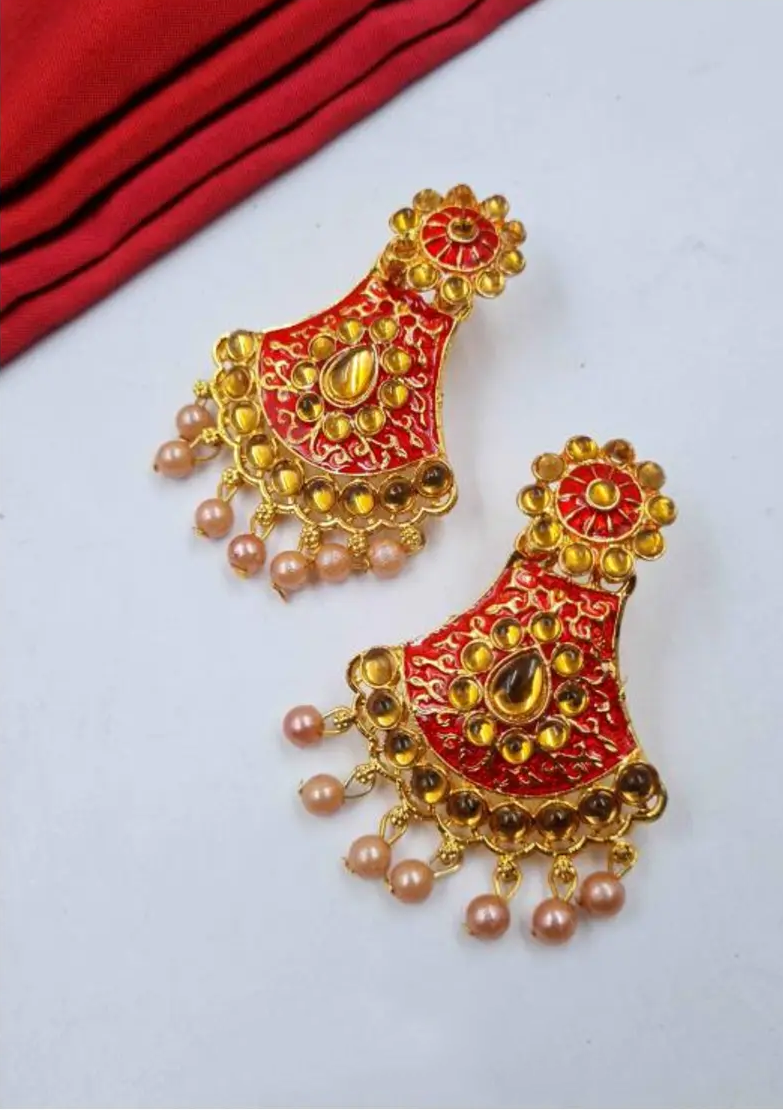 Royal Blue & Gold Temple-Inspired Earrings – A Majestic Touch of South Indian Heritage