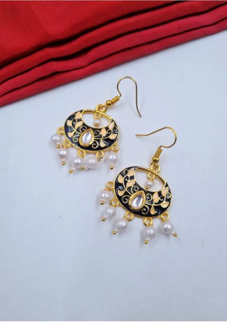 Noor Enamel Pearl Drop Earrings