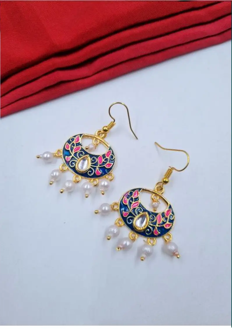 Noor Enamel Pearl Drop Earrings
