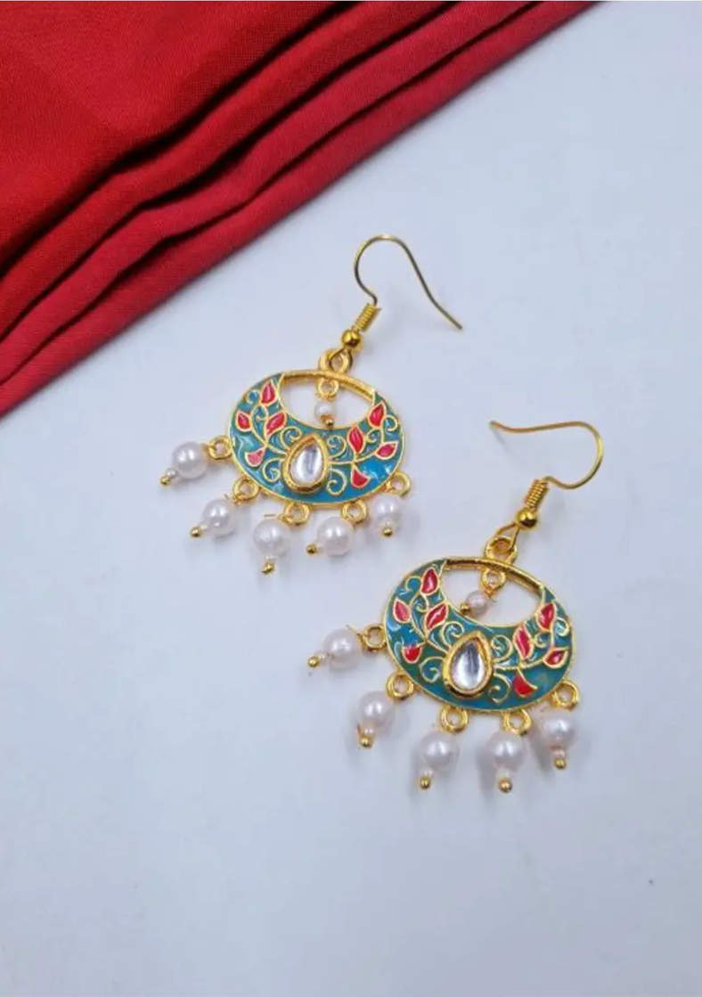 Noor Enamel Pearl Drop Earrings