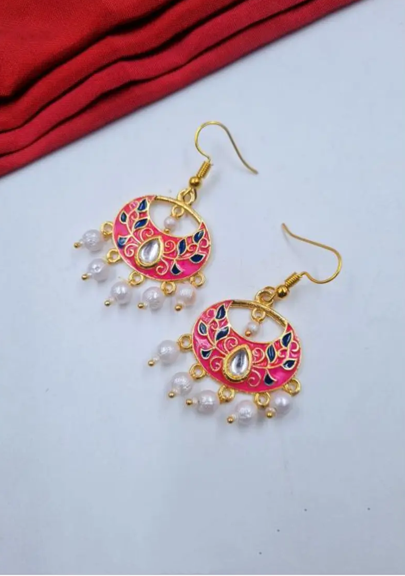 Noor Enamel Pearl Drop Earrings