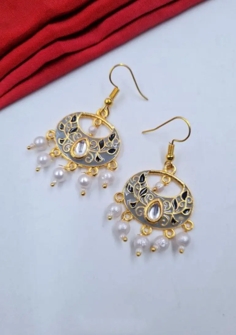 Noor Enamel Pearl Drop Earrings