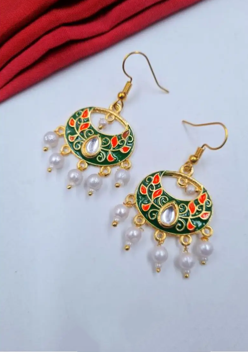 Noor Enamel Pearl Drop Earrings
