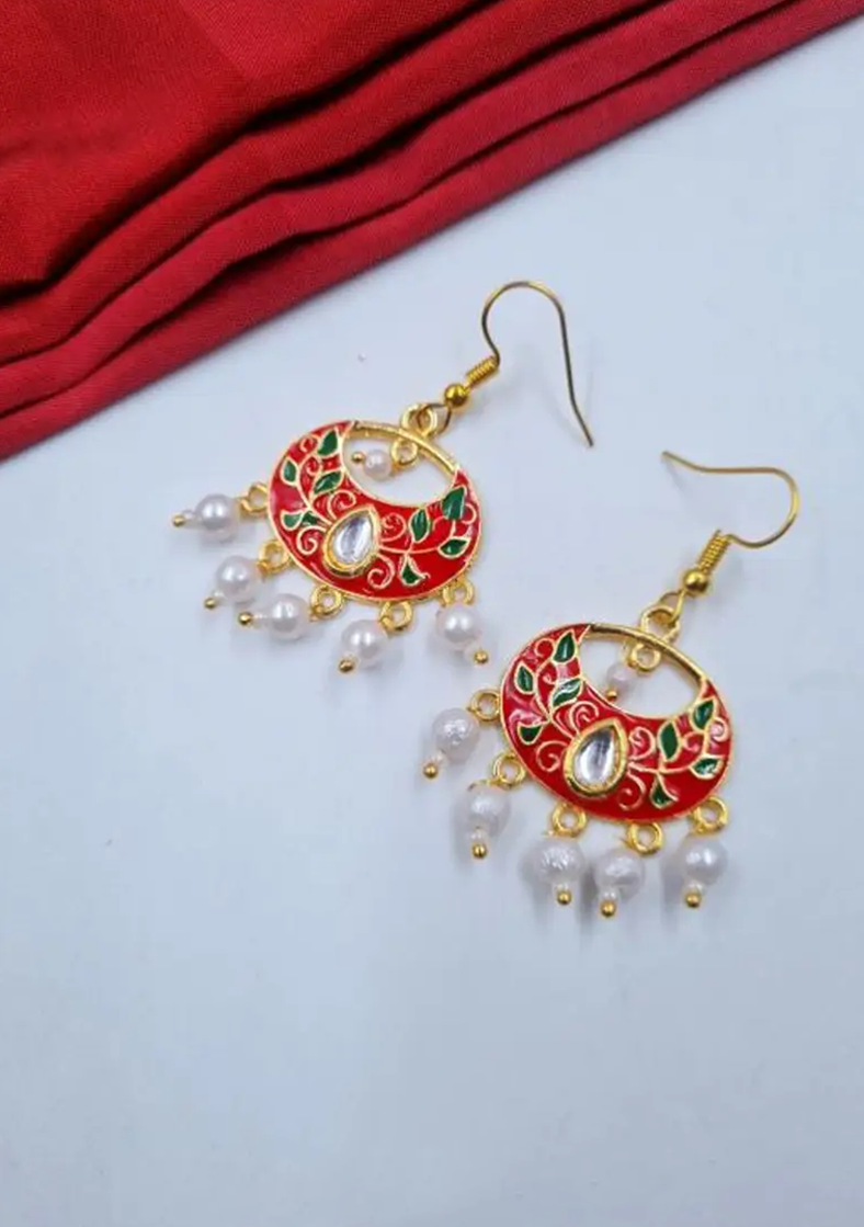 Noor Enamel Pearl Drop Earrings