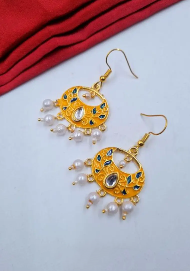 Noor Enamel Pearl Drop Earrings