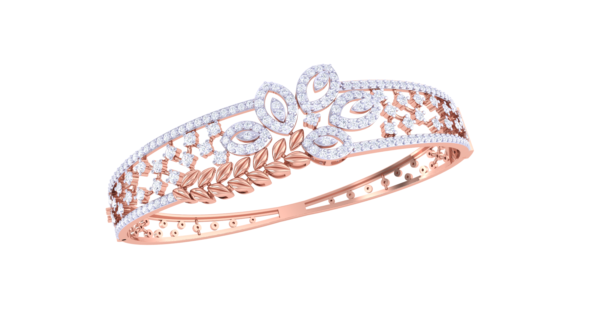 Royal Leaf Bloom 925 Silver Bangle for Women and Girls