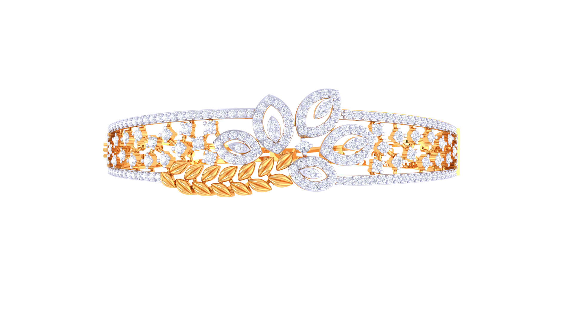 Royal Leaf Bloom 925 Silver Bangle for Women and Girls