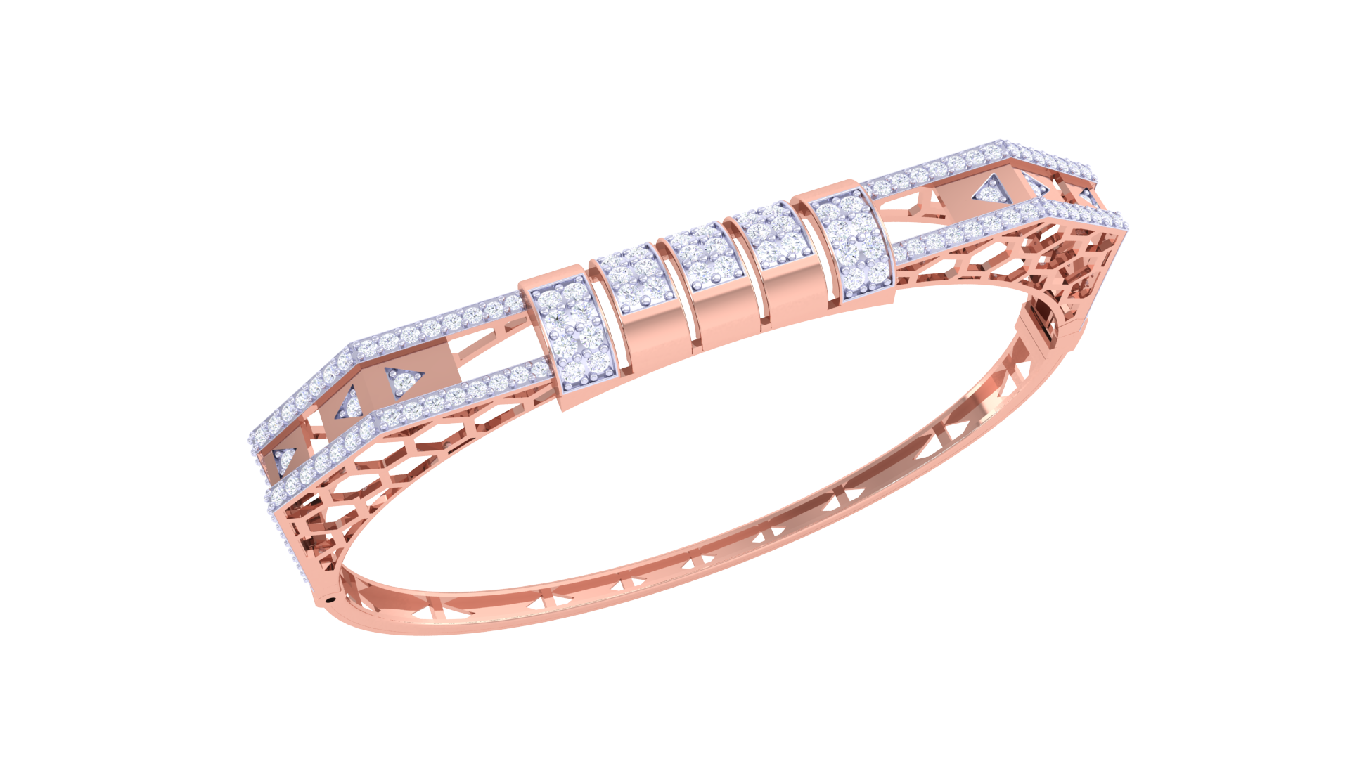 Geometric Grace 925 Silver Bangle for Girls in Rose Gold & Gold Finish