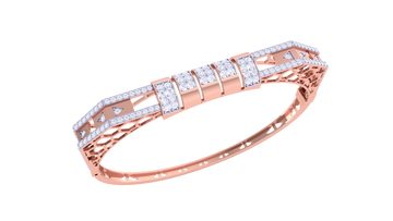 Geometric Grace 925 Silver Bangle for Girls in Rose Gold & Gold Finish