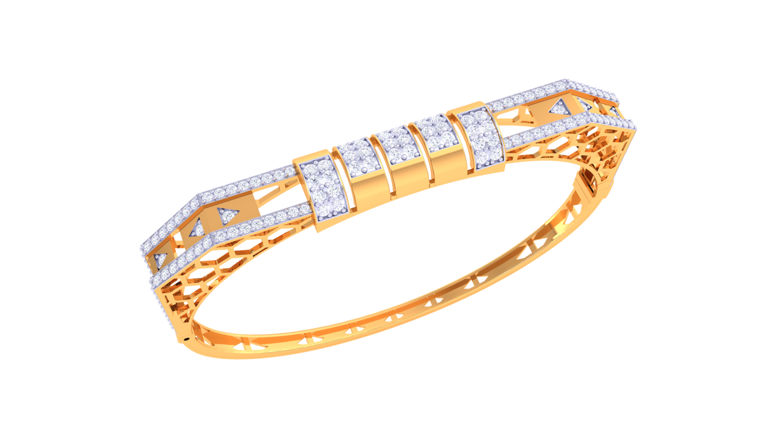 Geometric Grace 925 Silver Bangle for Girls in Rose Gold & Gold Finish
