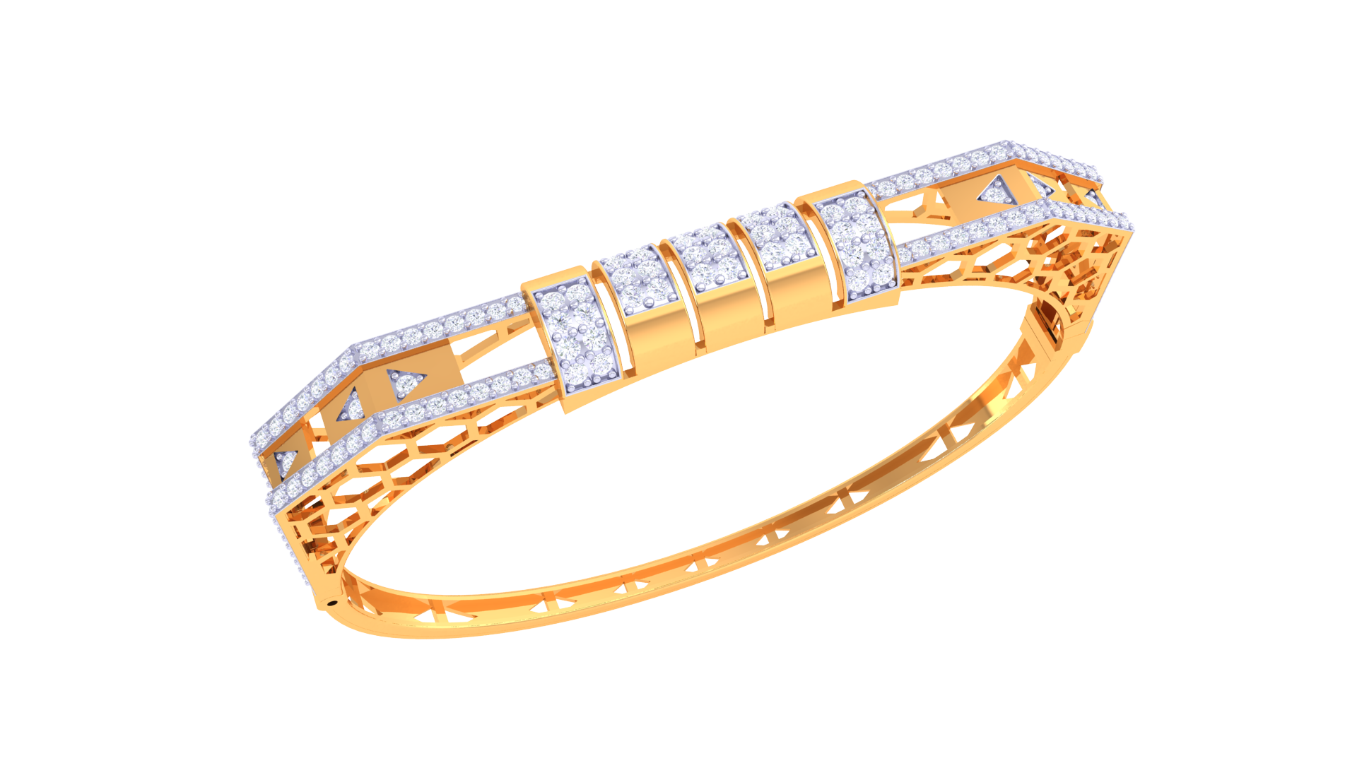 Geometric Grace 925 Silver Bangle for Girls in Rose Gold & Gold Finish