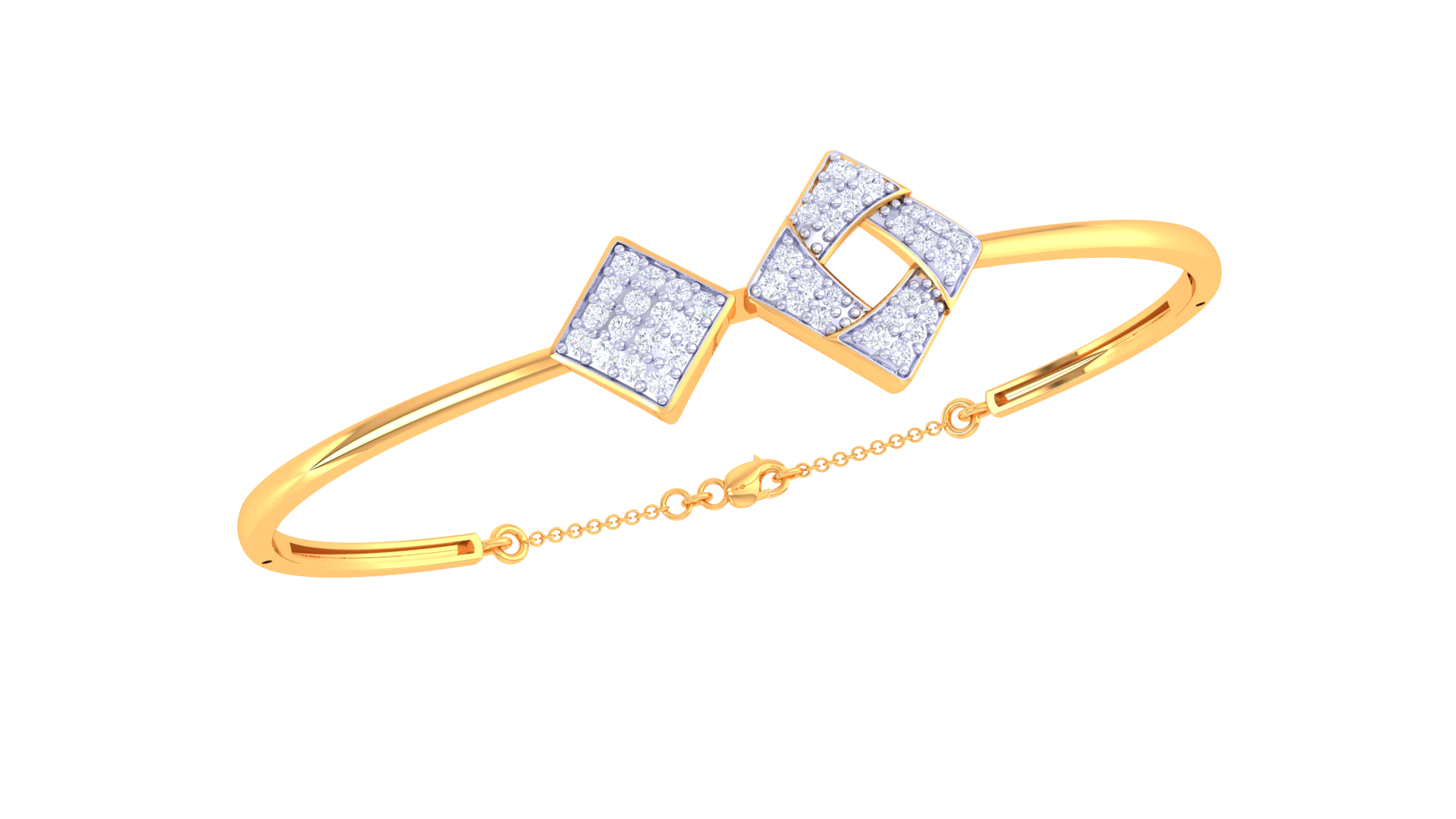 Elegant Dual Square 925 Silver Bangle for Girls in Rose Gold & Gold Finish