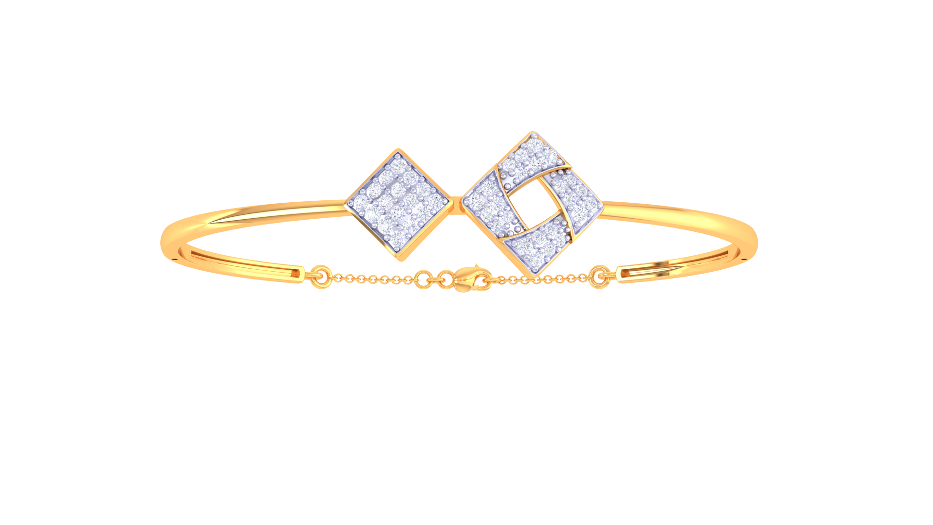 Elegant Dual Square 925 Silver Bangle for Girls in Rose Gold & Gold Finish