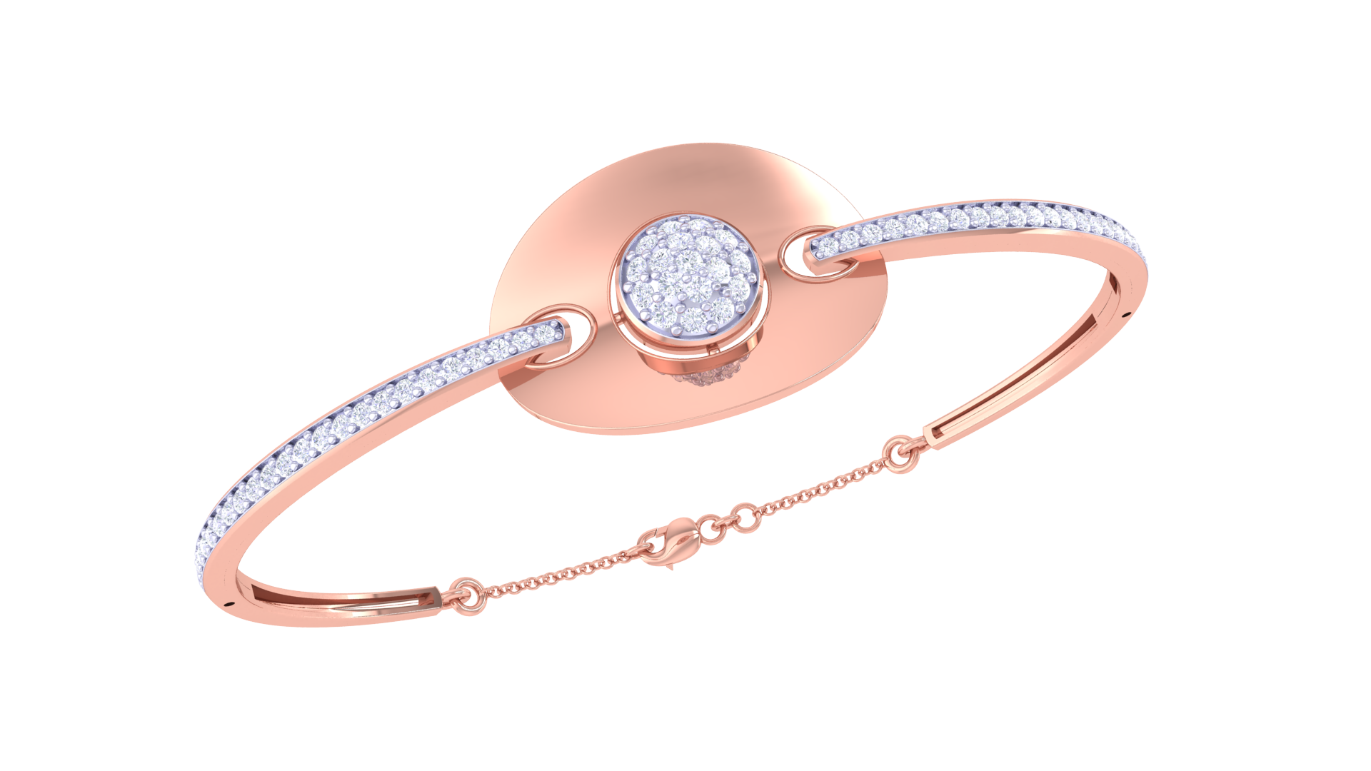 Radiant Circle Charm 925 Silver Bangle for Girls in Rose Gold & Gold Finish
