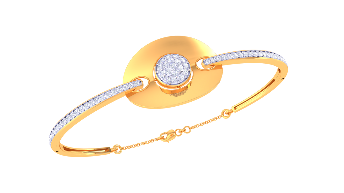 Radiant Circle Charm 925 Silver Bangle for Girls in Rose Gold & Gold Finish