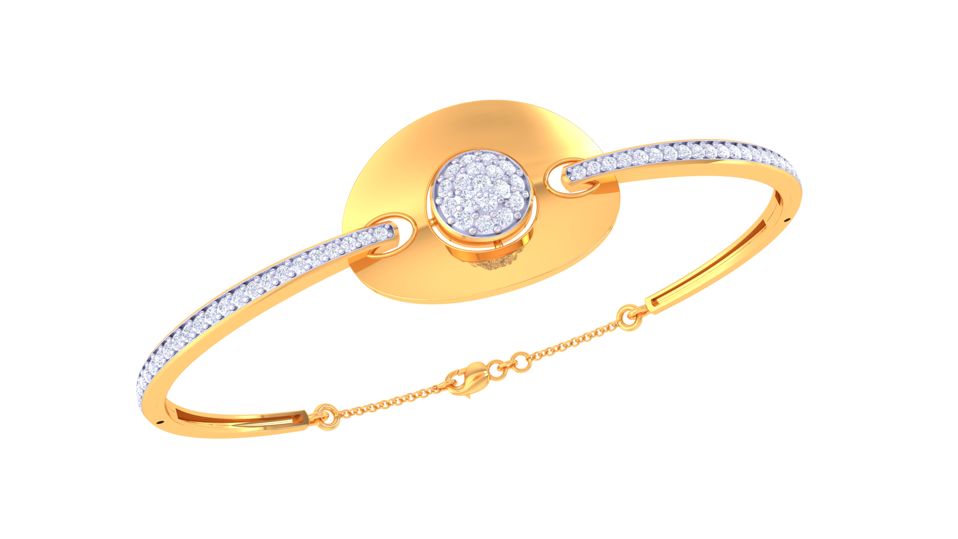 Radiant Circle Charm 925 Silver Bangle for Girls in Rose Gold & Gold Finish