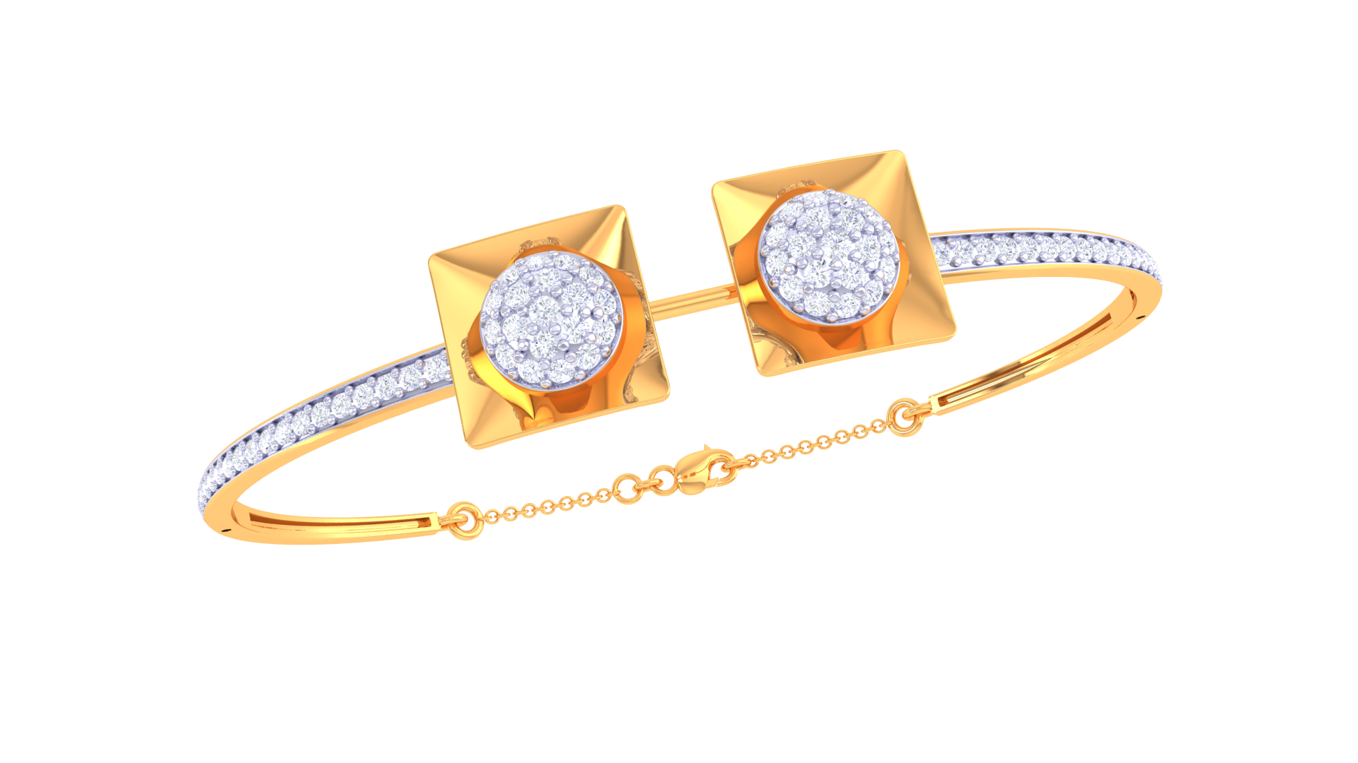 Elegant Dual Square 925 Silver Bangle for Girls in Rose Gold & Gold Finish