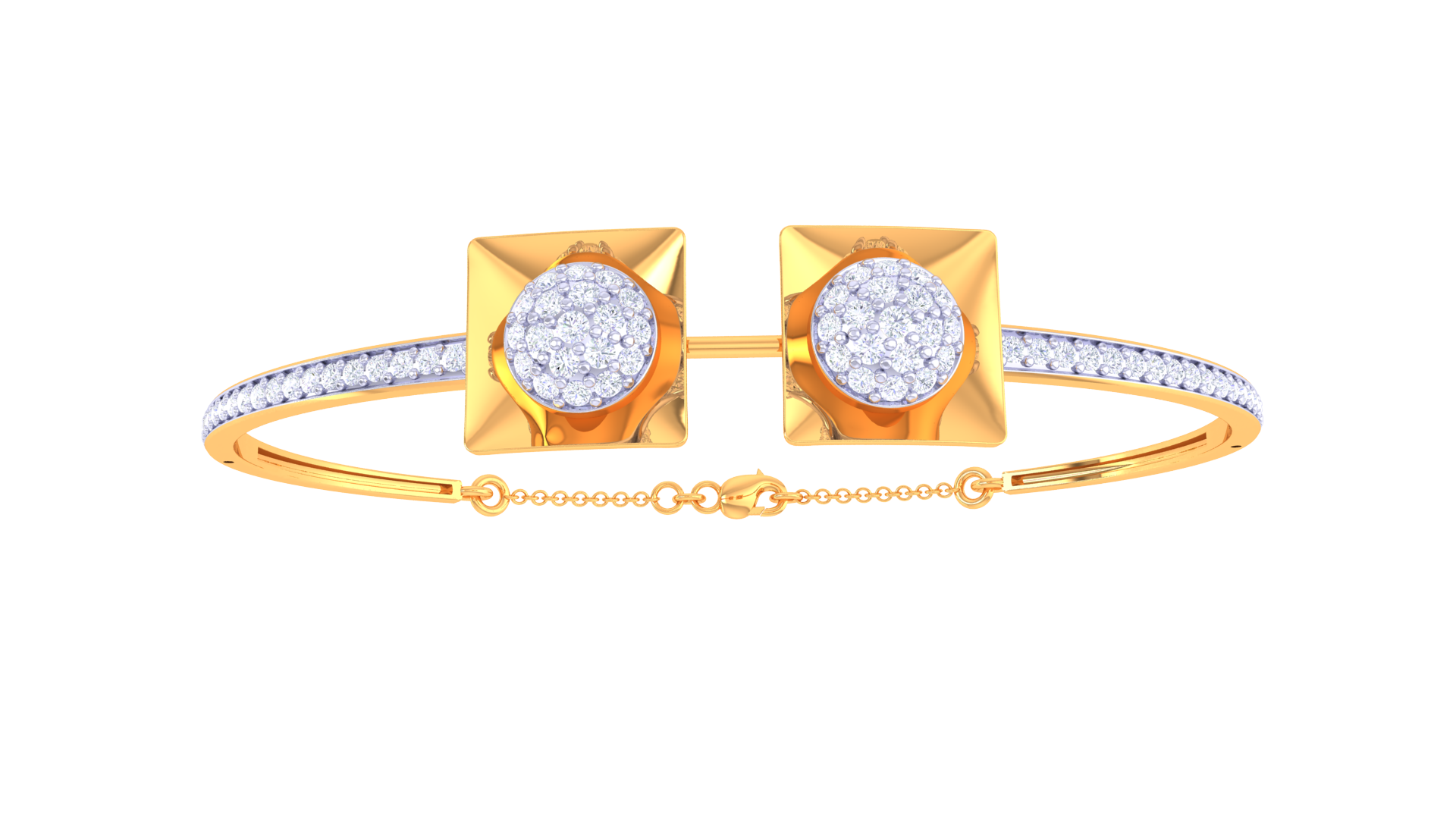 Elegant Dual Square 925 Silver Bangle for Girls in Rose Gold & Gold Finish