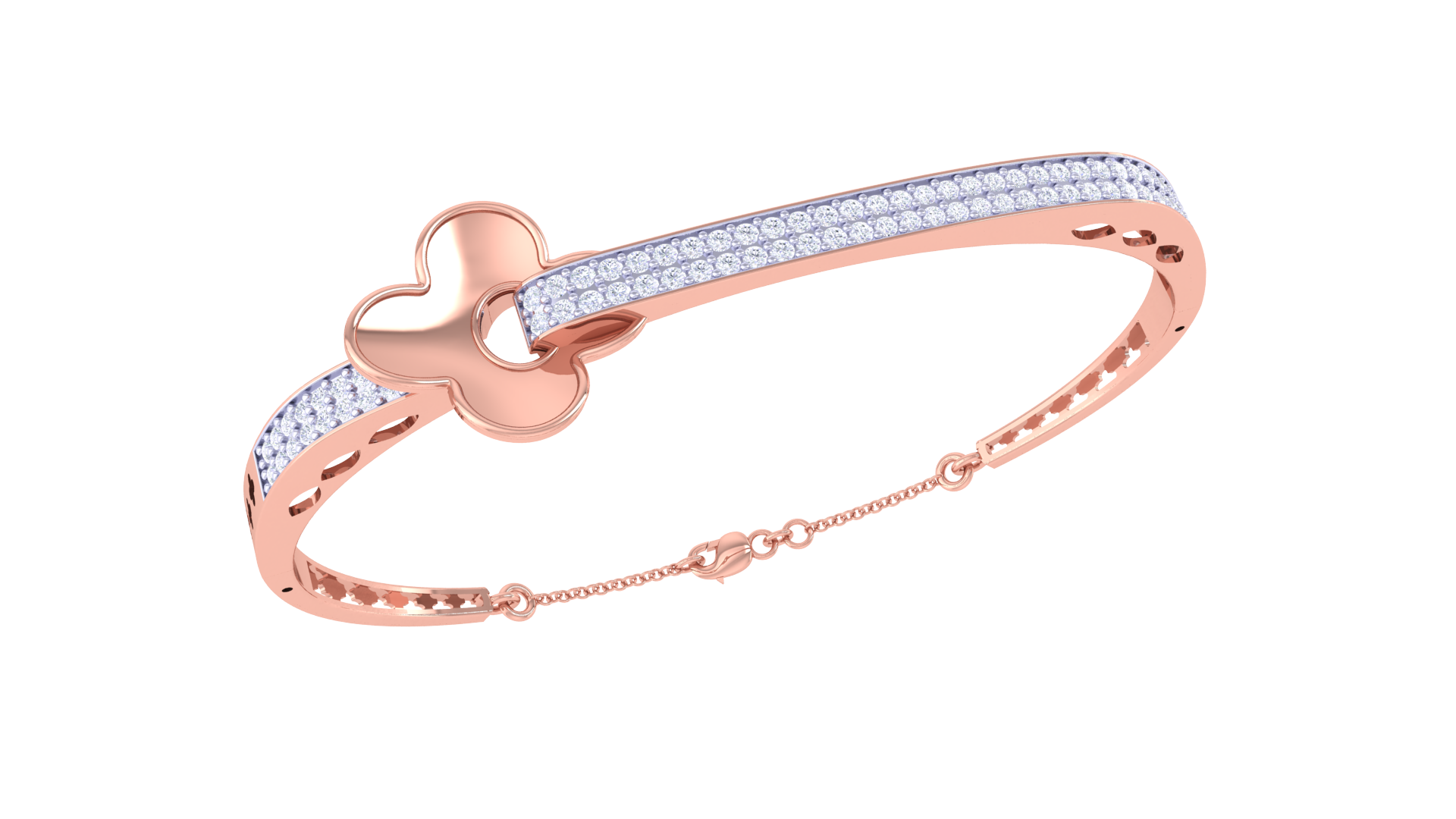 Elegant Clover Charm 925 Silver Bangle for Girls in Rose Gold & Gold Finish