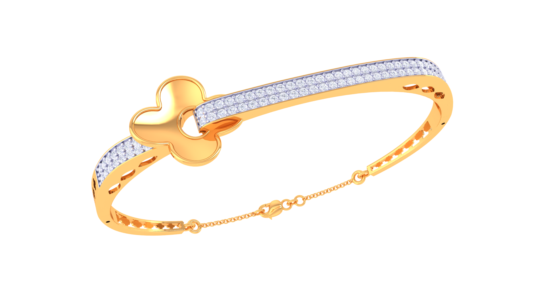 Elegant Clover Charm 925 Silver Bangle for Girls in Rose Gold & Gold Finish