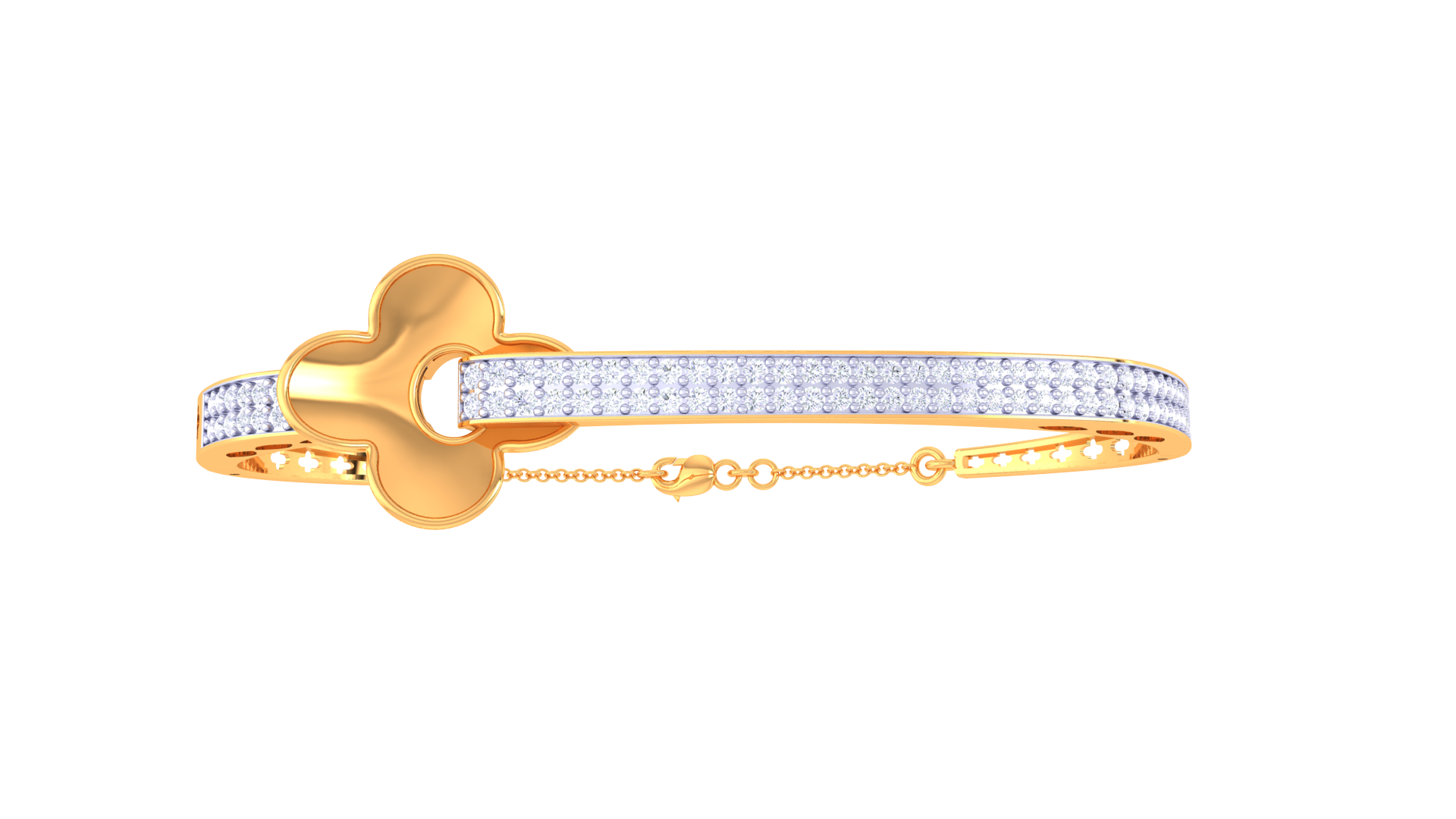 Elegant Clover Charm 925 Silver Bangle for Girls in Rose Gold & Gold Finish