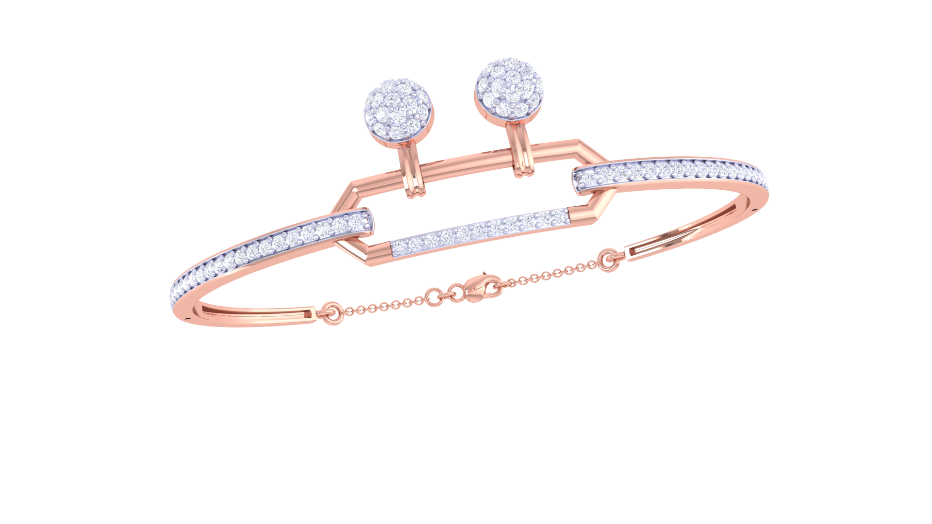Modern Geometric Sparkle 925 Silver Bangle for Girls in Rose Gold & Gold Finish