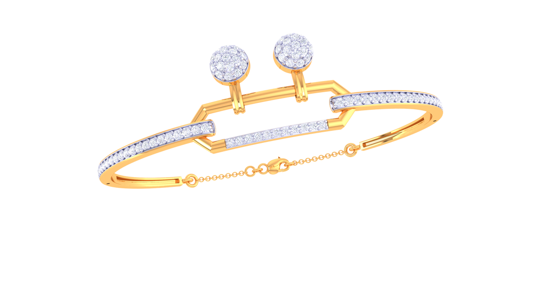 Modern Geometric Sparkle 925 Silver Bangle for Girls in Rose Gold & Gold Finish