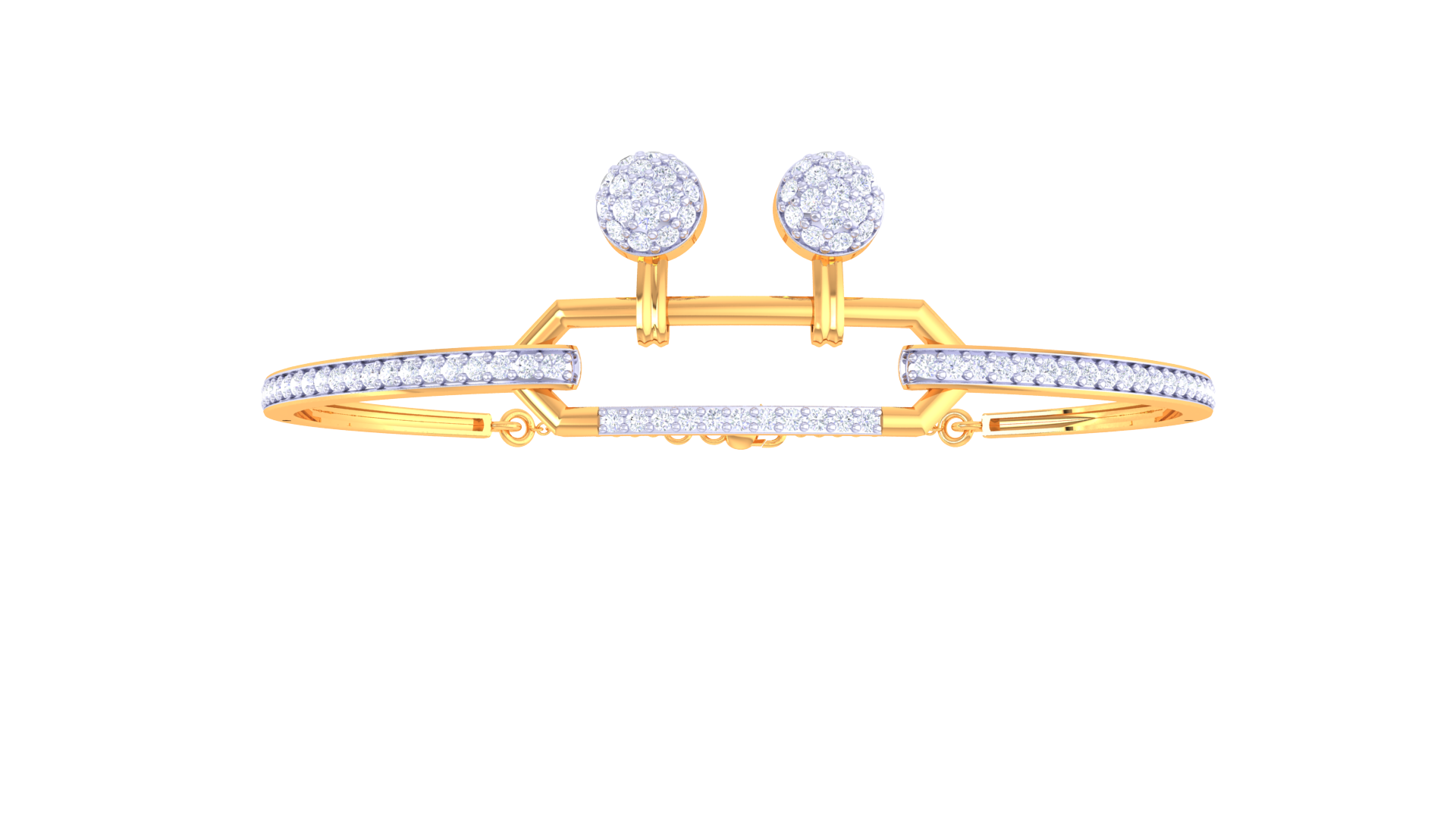 Modern Geometric Sparkle 925 Silver Bangle for Girls in Rose Gold & Gold Finish