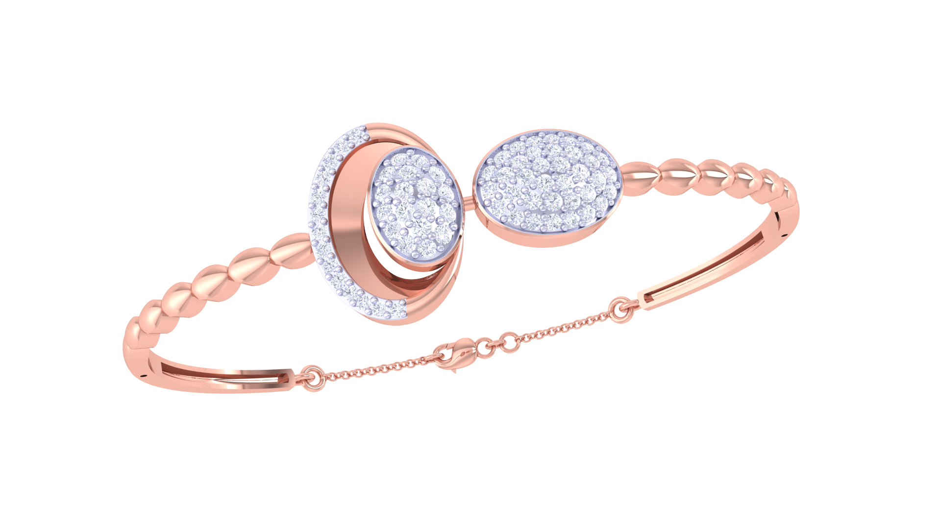 Elegant Twin Oval Sparkle 925 Silver Bangle for Girls in Rose Gold & Gold Finish