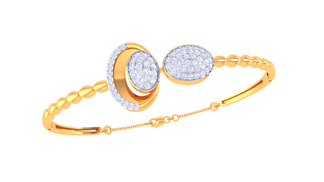 Elegant Twin Oval Sparkle 925 Silver Bangle for Girls in Rose Gold & Gold Finish