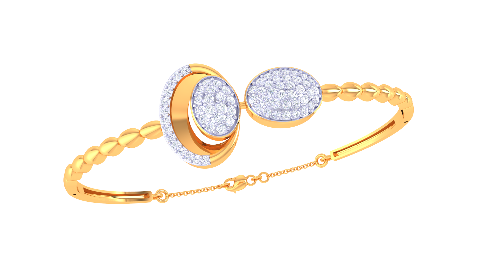 Elegant Twin Oval Sparkle 925 Silver Bangle for Girls in Rose Gold & Gold Finish