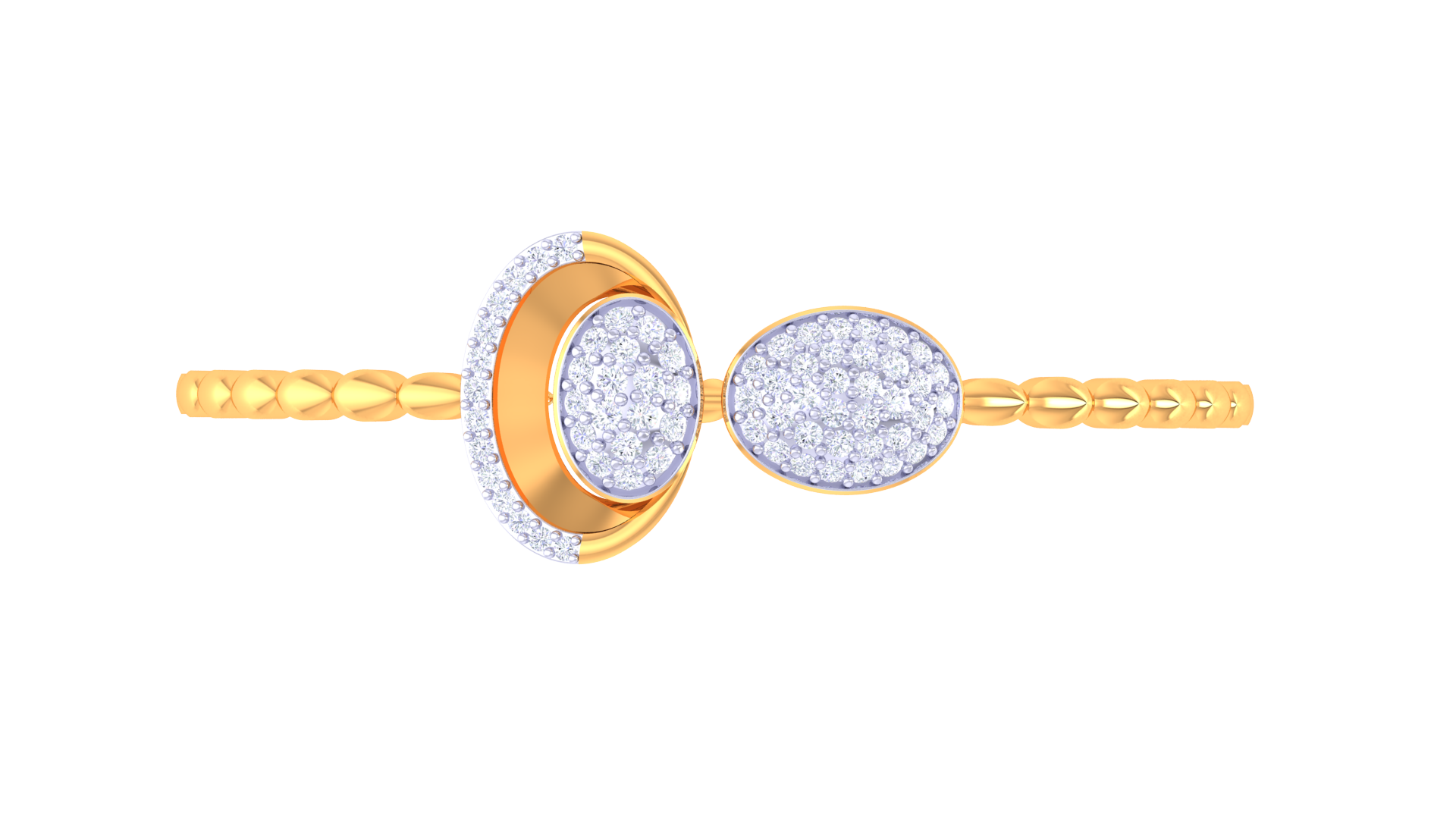 Elegant Twin Oval Sparkle 925 Silver Bangle for Girls in Rose Gold & Gold Finish