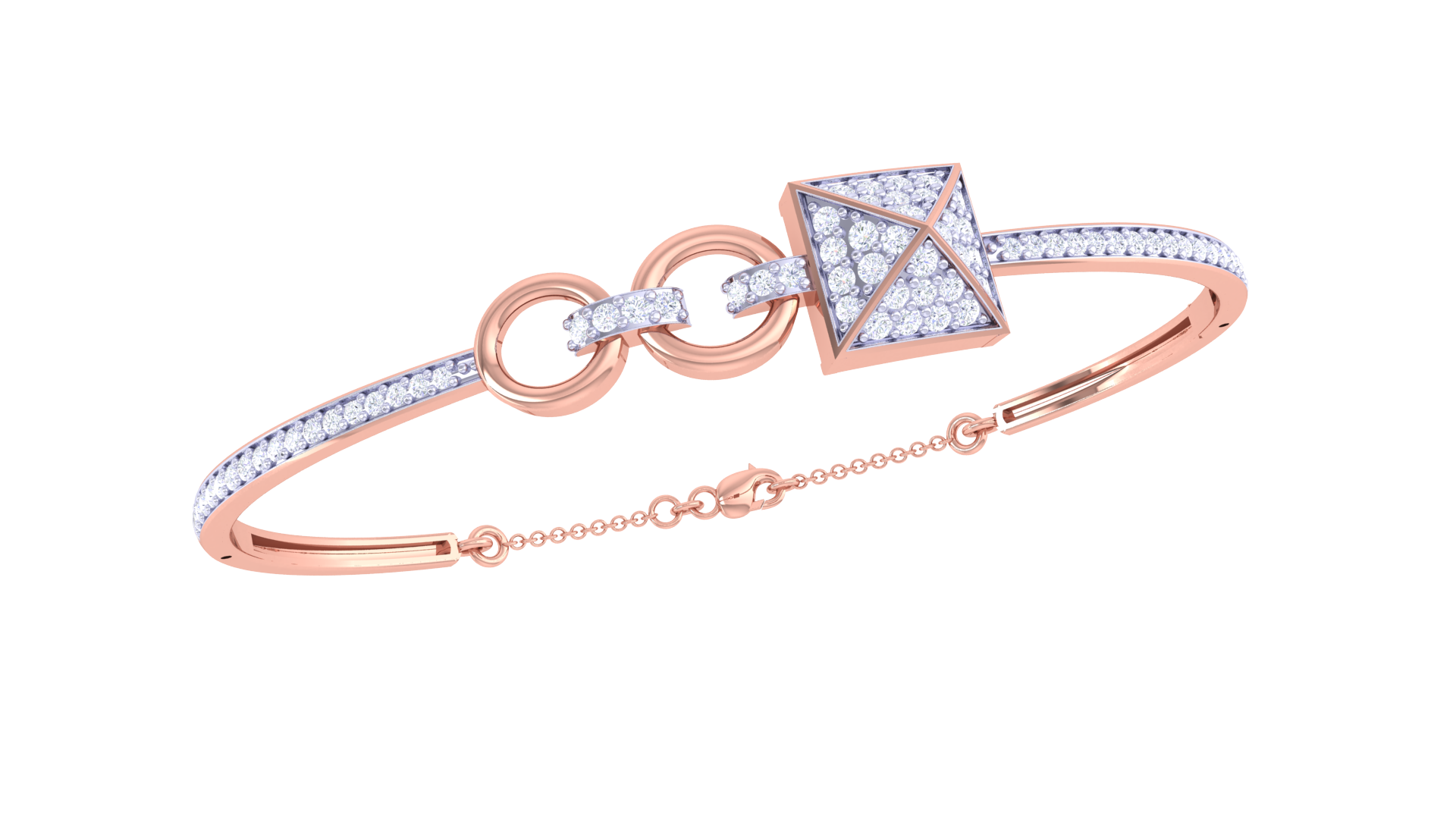 Chic Geometric Glam 925 Silver Bangle for Girls in Rose Gold & Gold Finish
