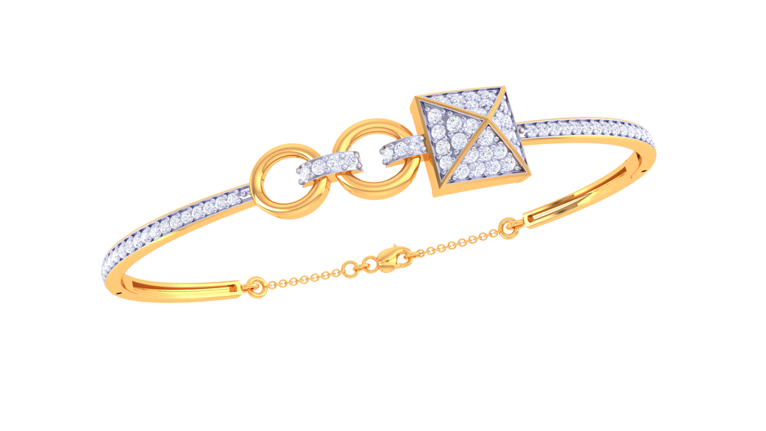 Chic Geometric Glam 925 Silver Bangle for Girls in Rose Gold & Gold Finish