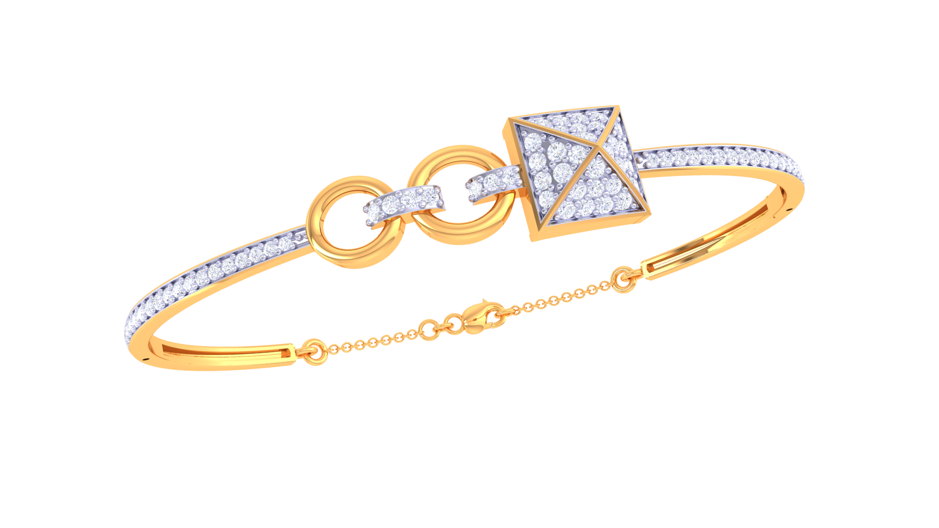 Chic Geometric Glam 925 Silver Bangle for Girls in Rose Gold & Gold Finish