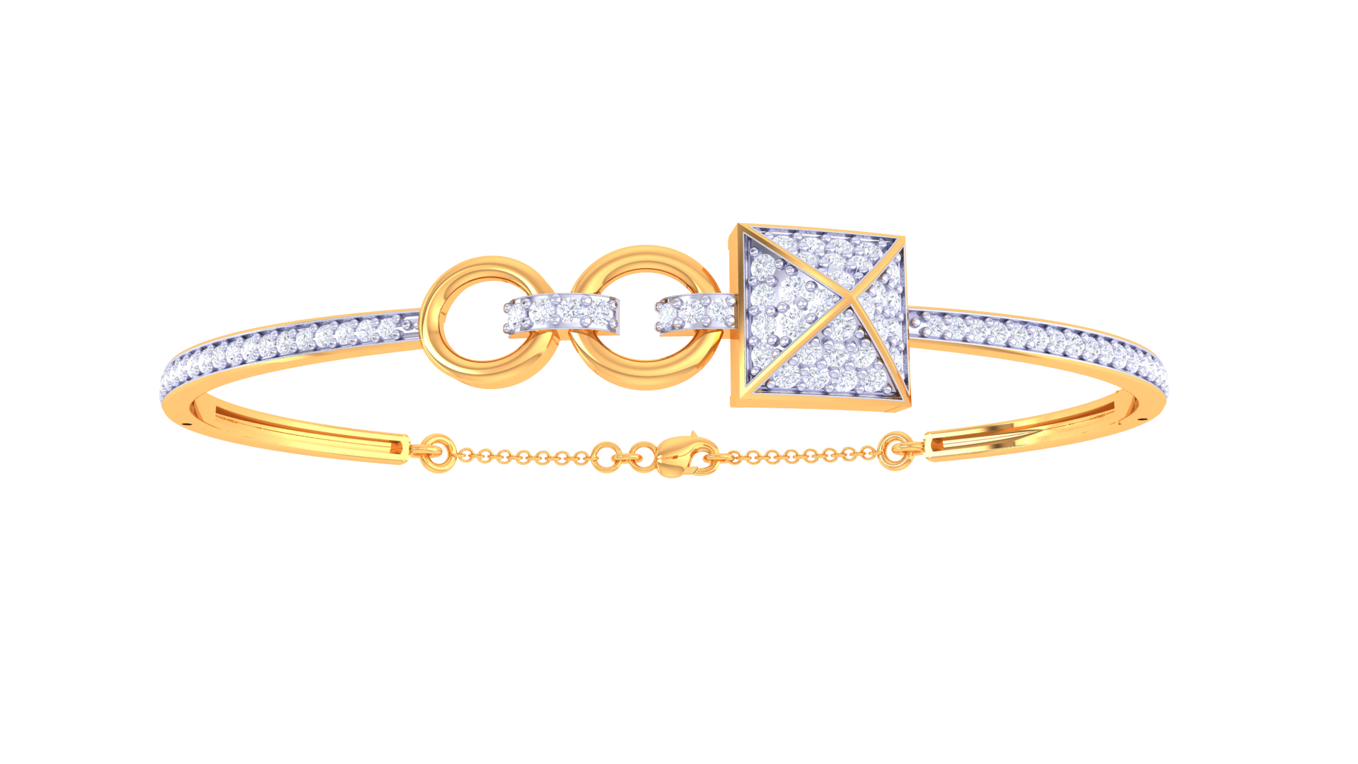 Chic Geometric Glam 925 Silver Bangle for Girls in Rose Gold & Gold Finish