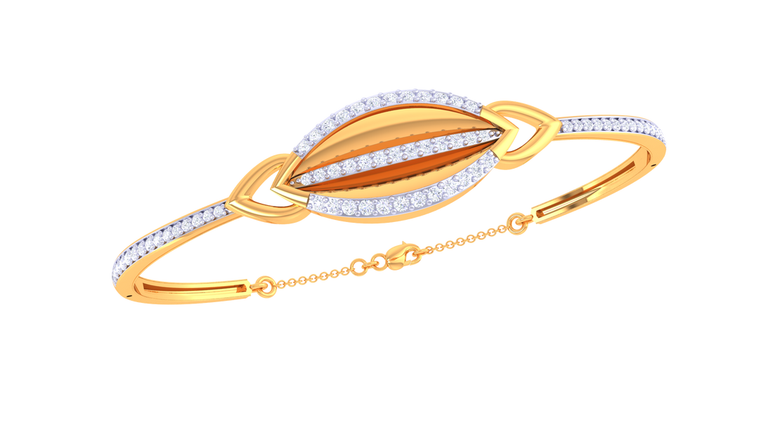 Elegant Leaf Embrace 925 Silver Bangle for Girls in Rose Gold & Gold Finish