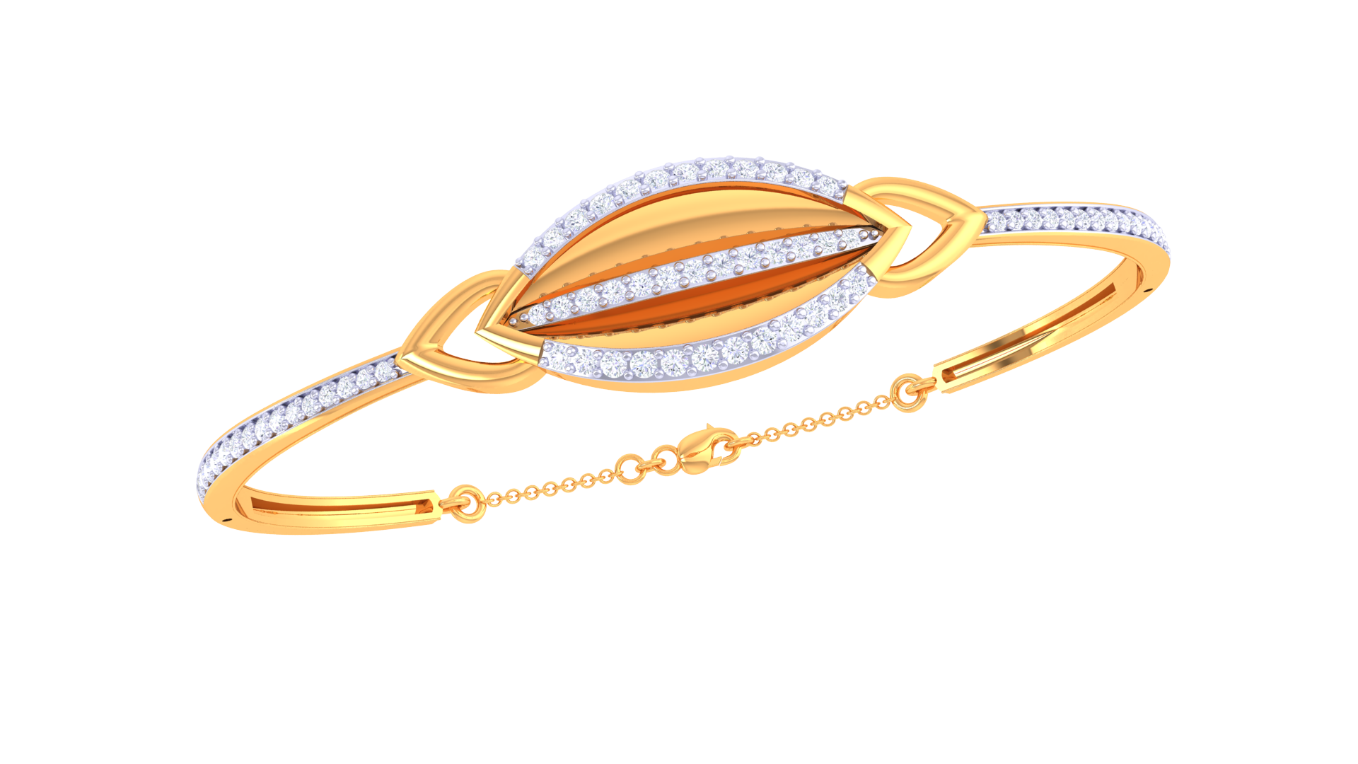 Elegant Leaf Embrace 925 Silver Bangle for Girls in Rose Gold & Gold Finish