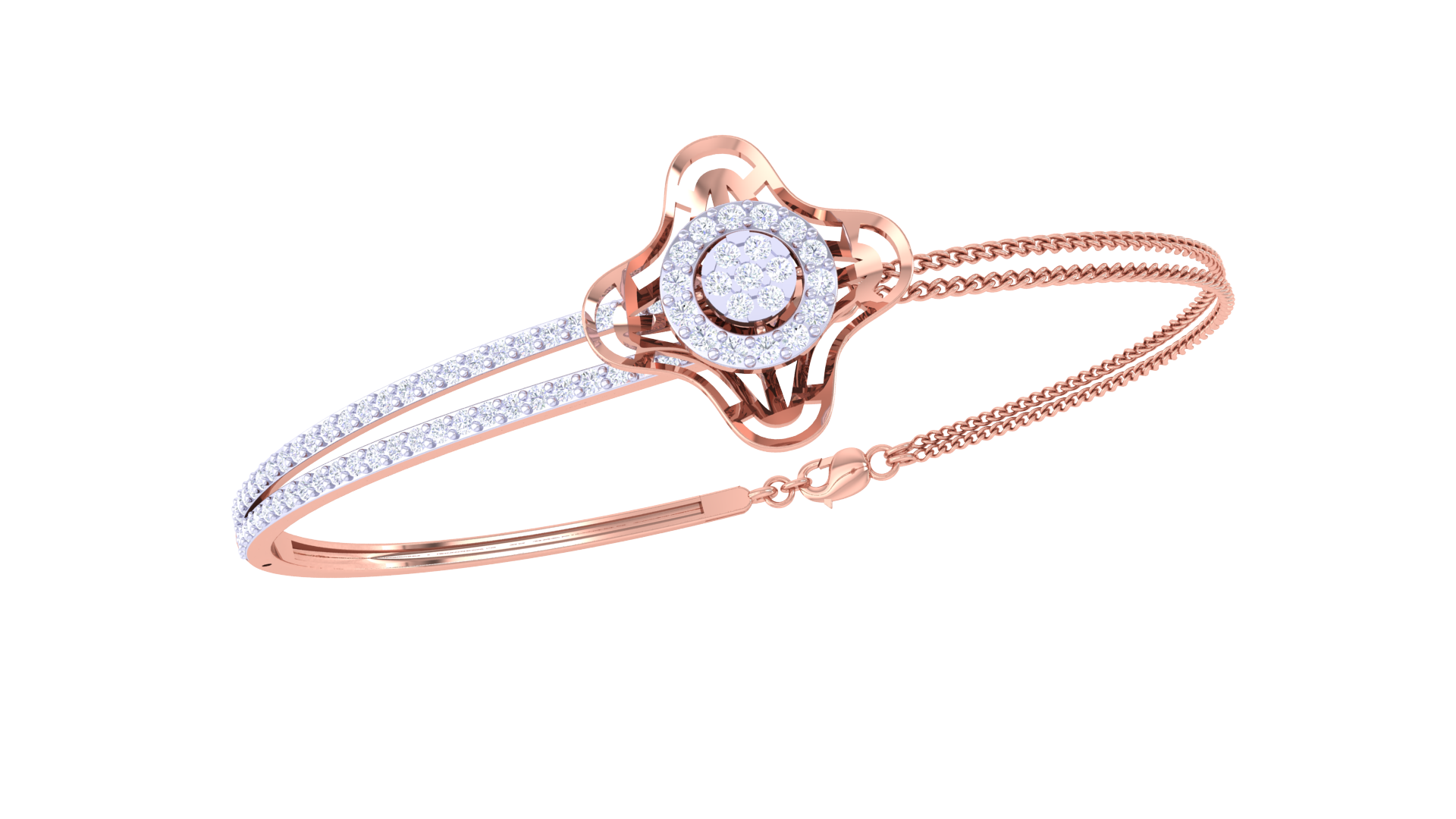 Radiant Bloom 925 Silver Bangle for Girls – Rose Gold & Gold Finish