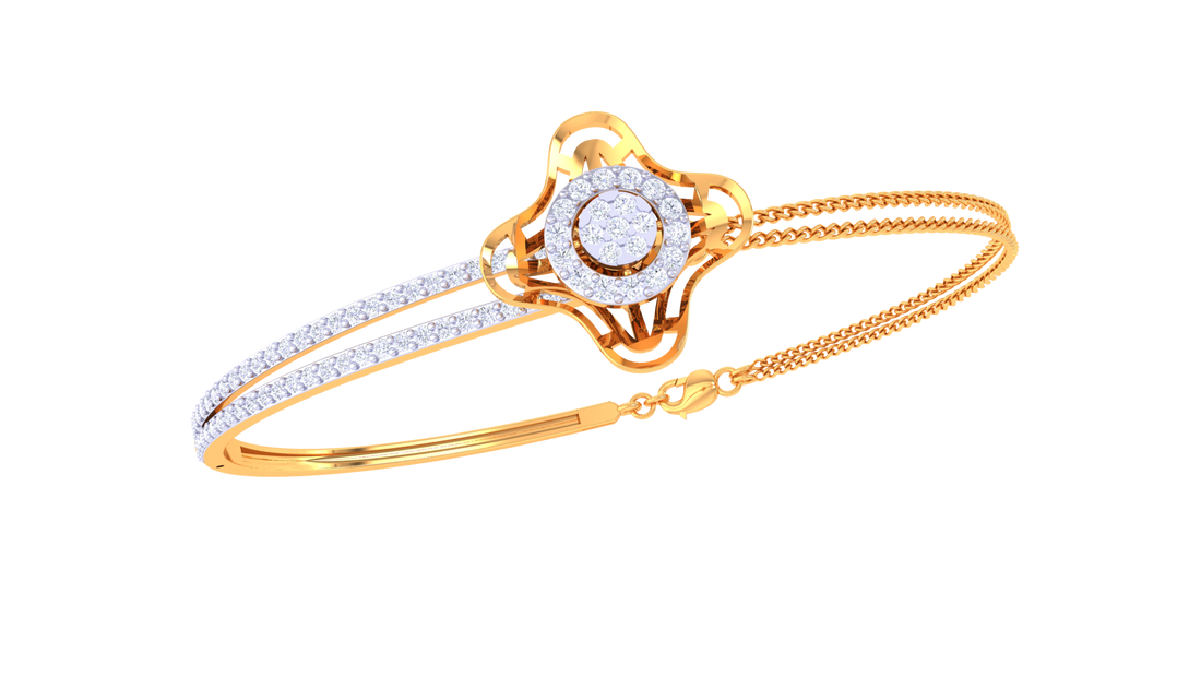 Radiant Bloom 925 Silver Bangle for Girls – Rose Gold & Gold Finish