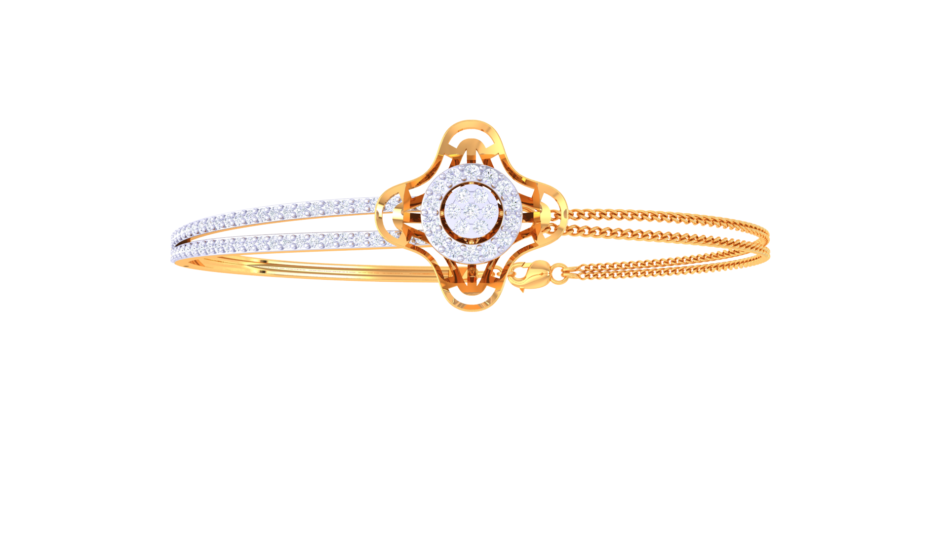 Radiant Bloom 925 Silver Bangle for Girls – Rose Gold & Gold Finish