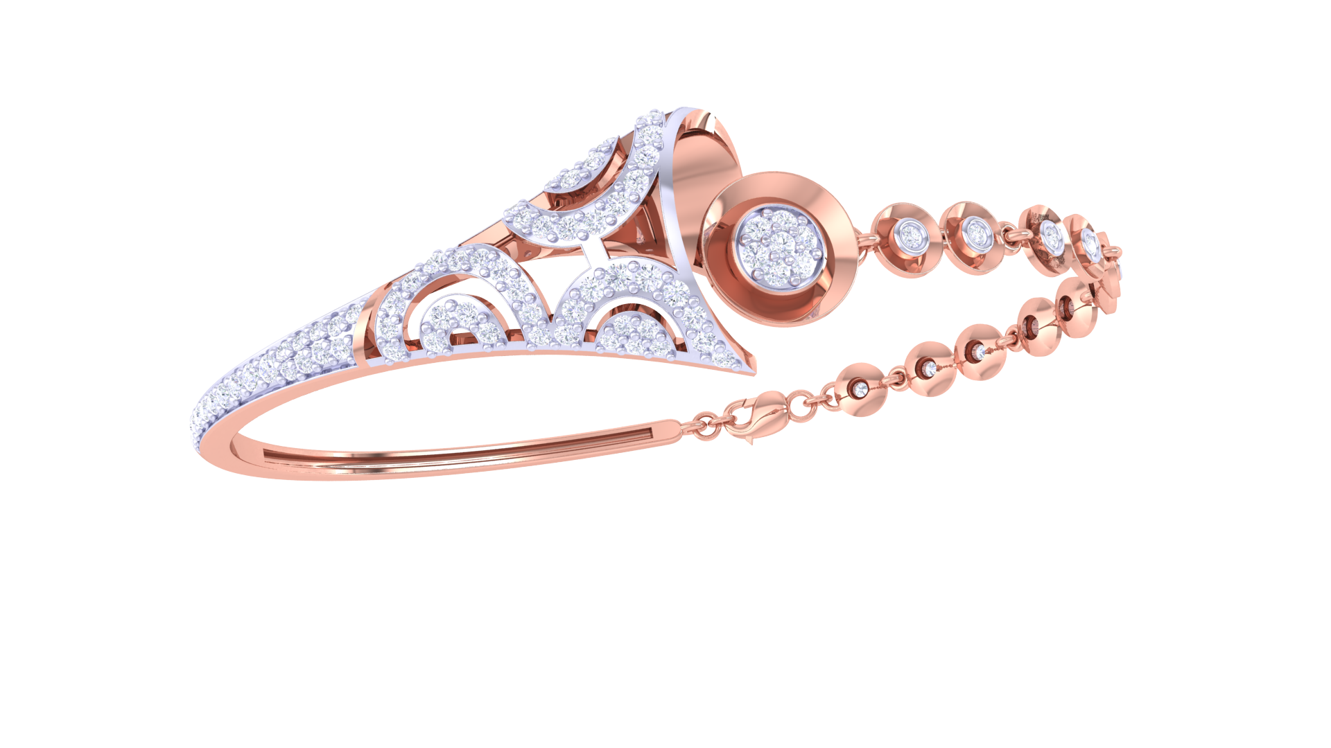 Celestial Curve 925 Silver Bangle for Girls – Rose Gold & Gold Finish
